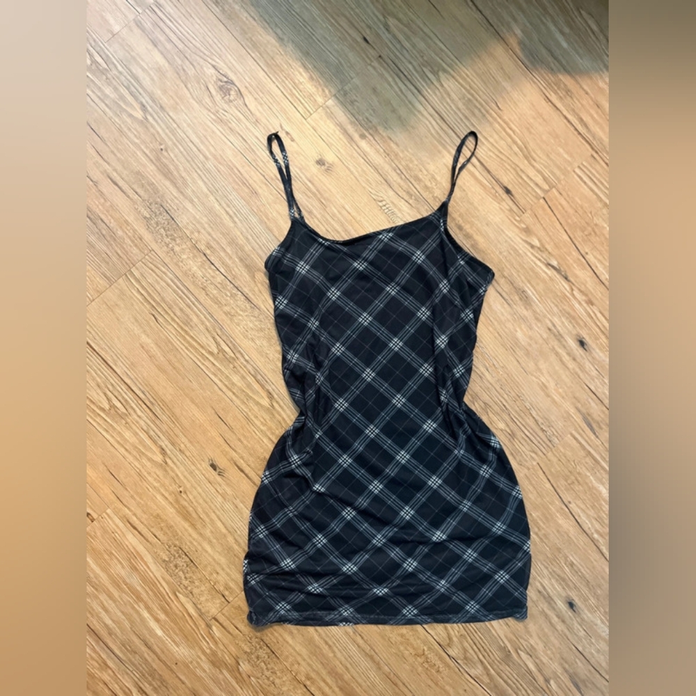 Divided Monochrome Checkered Dress